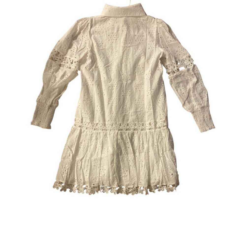 Anthropologie Beulah Women’s White Embroidered Dress sz Small long sleeve - Picture 3 of 15